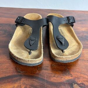 Birkenstock Gizeh Black Birko-Flor Thong Sandals Kids Size 31 US 13-13.5